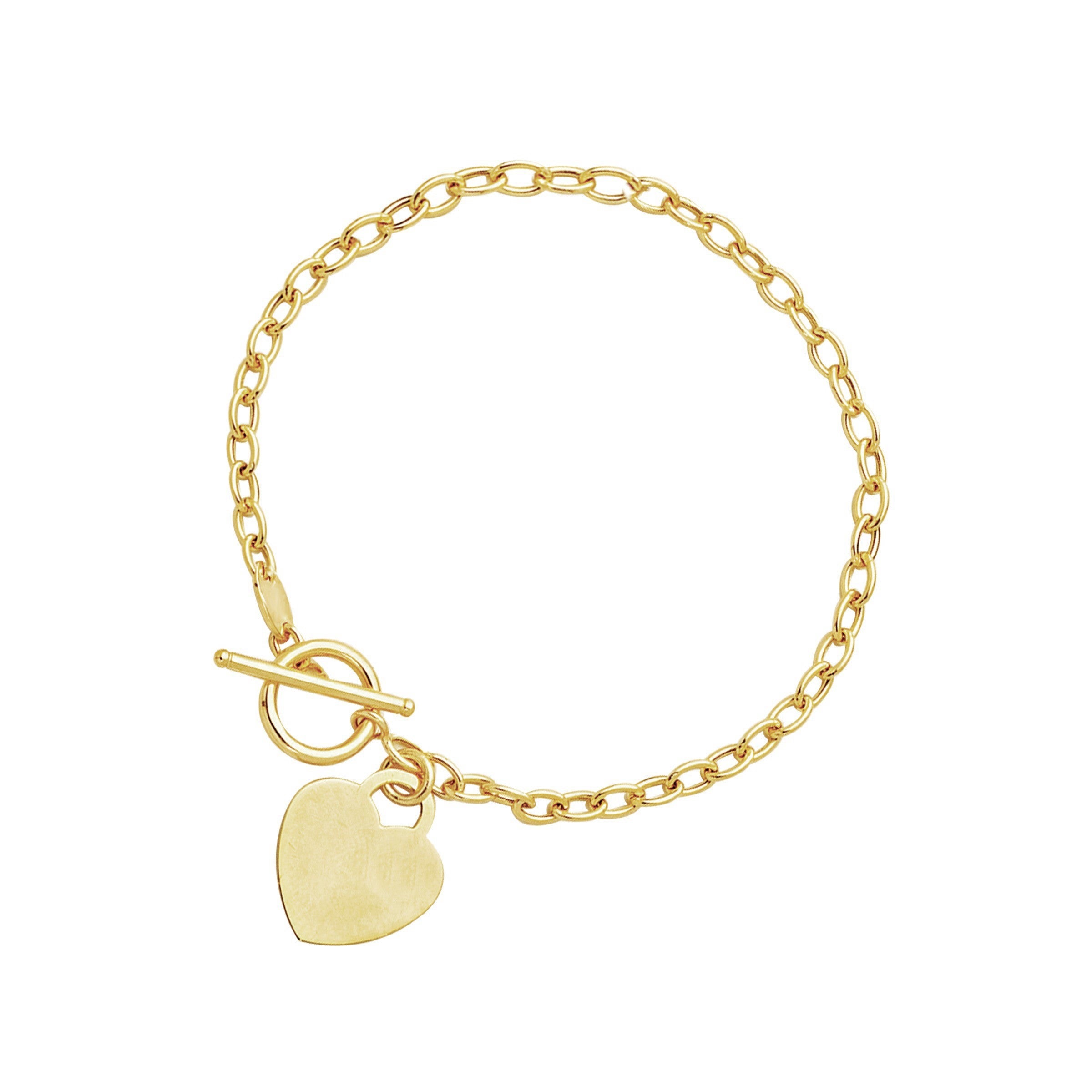 Toggle Bracelet with Heart Charm in 14k Yellow Gold by Bids.com