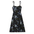 Spring French Vintage Floral Printed High Waist Sexy Side Split Hem Sling Dress by Ragazza