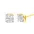 10K Yellow Gold Plated .925 Sterling Silver 1.0 Cttw Princess-Cut Diamond Composite Multi Stone Stud Earrings (J-K Color, SI2-I1 Clarity) by Bids.com