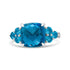 18K White Gold 10mm Cushion Shaped Blue Topaz and 1/6 Cttw Diamond 3 Stone Style Ring (F-G Color, VS1-VS2 Clarity) - Ring Size 6.5 by Bids.com