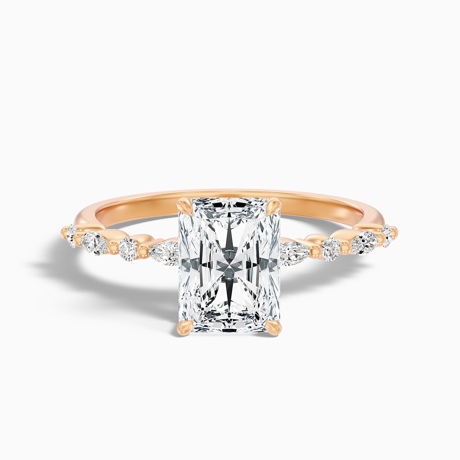 Gloria 4.5 Carat Radiant With Side Stone Hidden Halo Lab Grown Diamond Ring in 10k Yellow Gold  DestGlow
