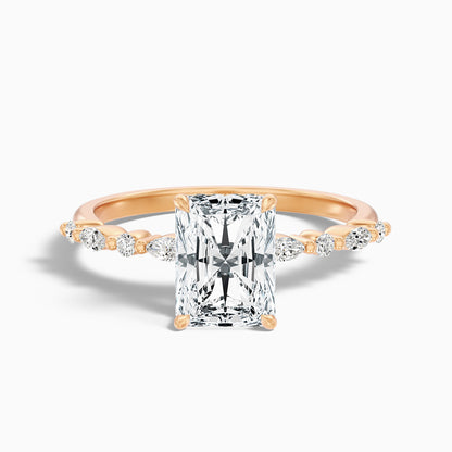 Erica 1.5 Carat Radiant With Side Stones and Hidden Halo Moissanite Engagement Ring in 925 Sterling Silver