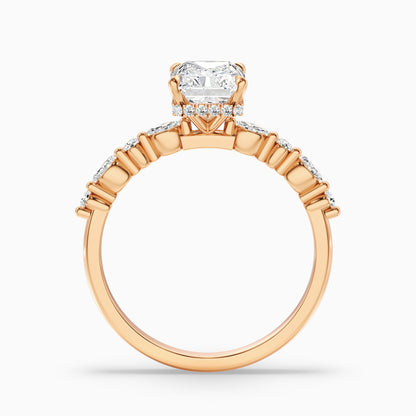 Erica 3 Carat Radiant With Side Stones and Hidden Halo Moissanite Engagement Ring in 925 Sterling Silver