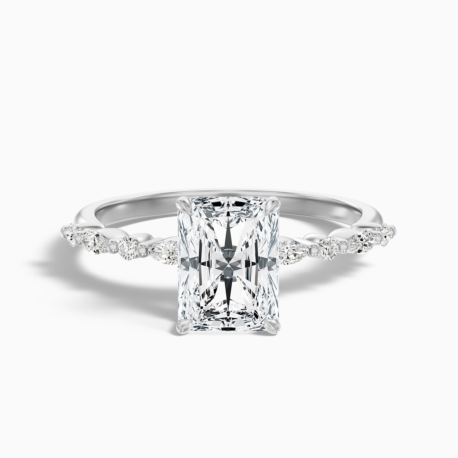 Gloria 3.5 Carat Radiant With Side Stone Hidden Halo Lab Grown Diamond Ring in 14k Yellow Gold  DestGlow