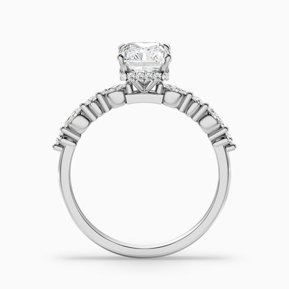 Erica 5 Carat Radiant With Side Stones and Hidden Halo Moissanite Engagement Ring in Platinum  DestGlow