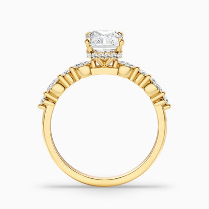 Erica 2 Carat Radiant With Side Stones and Hidden Halo Moissanite Engagement Ring in 925 Sterling Silver