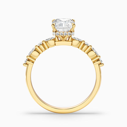 Erica 4 Carat Radiant With Side Stones and Hidden Halo Moissanite Engagement Ring in Platinum  DestGlow
