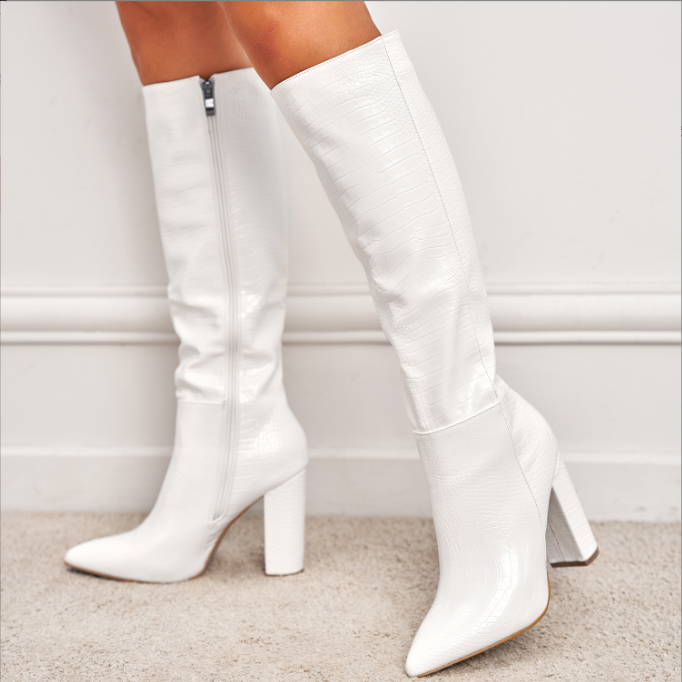 Ladies Boots High Heel Chunky Heel Straight Boots Middle Boots Stylish Boots Knight Boots  DestGlow