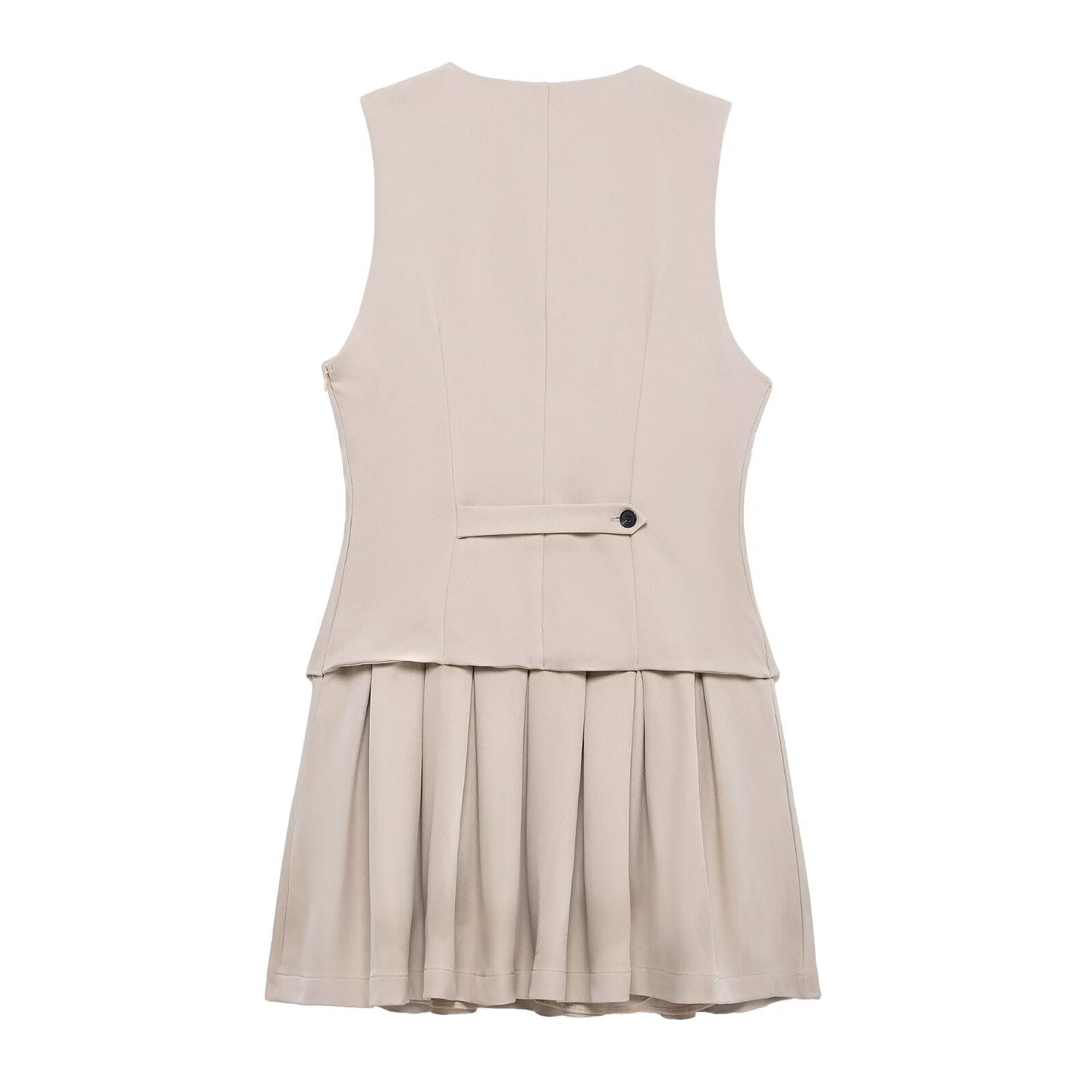Women Wide Pleated Striped Vest Short Dress by Ragazza