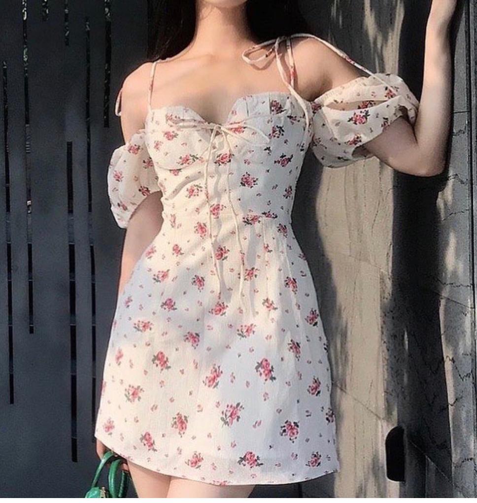 Spring Sexy Sweet Printed Lace up Waist Dress by Ragazza