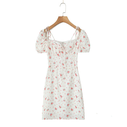 Spring Sexy Sweet Printed Lace up Waist Dress by Ragazza