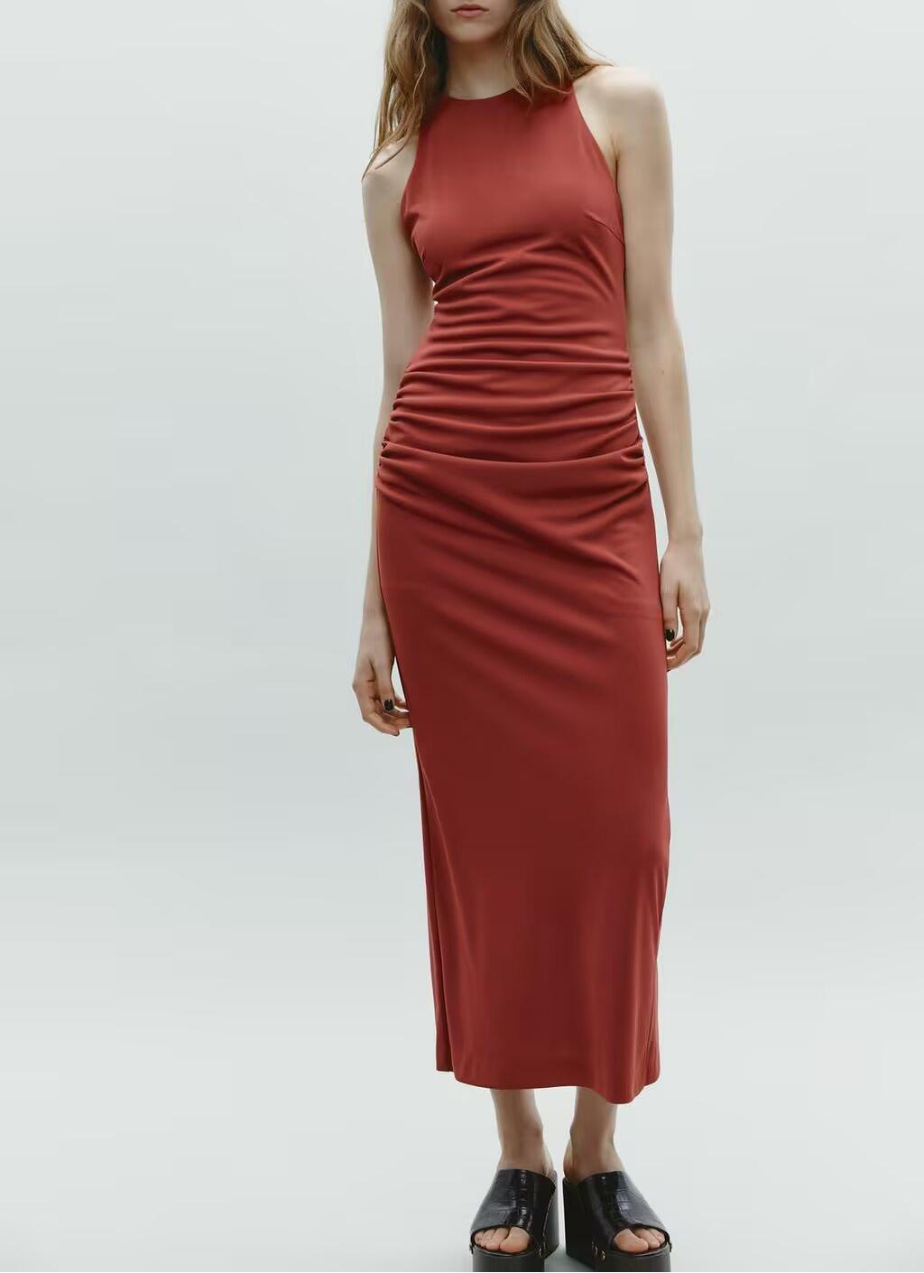 Summer Back Cross Hanging Collar Sleeveless Dress Women by Ragazza