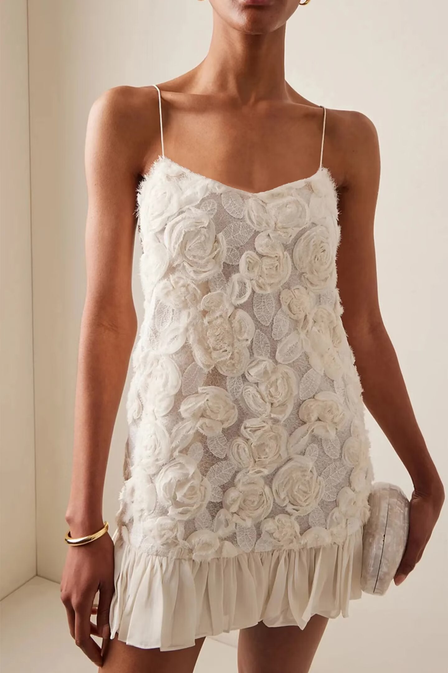 Women Clothing Spring Vacation Three Dimensional Floral Chiffon Patchwork Sling Dress by Ragazza