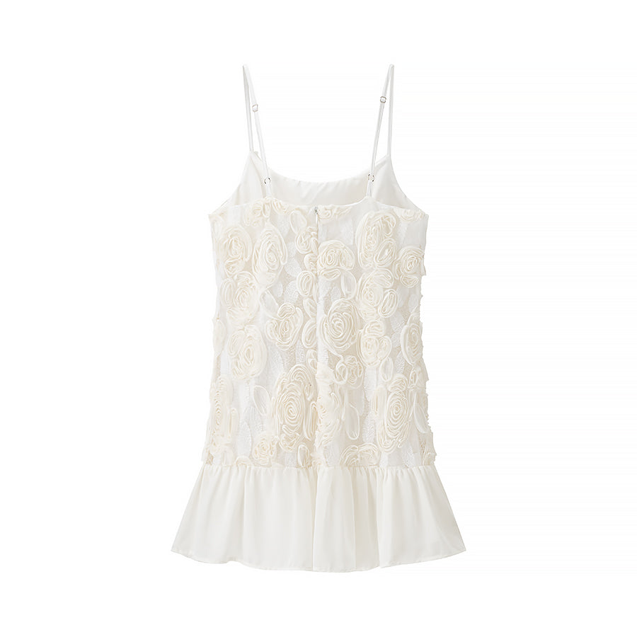 Women Clothing Spring Vacation Three Dimensional Floral Chiffon Patchwork Sling Dress by Ragazza