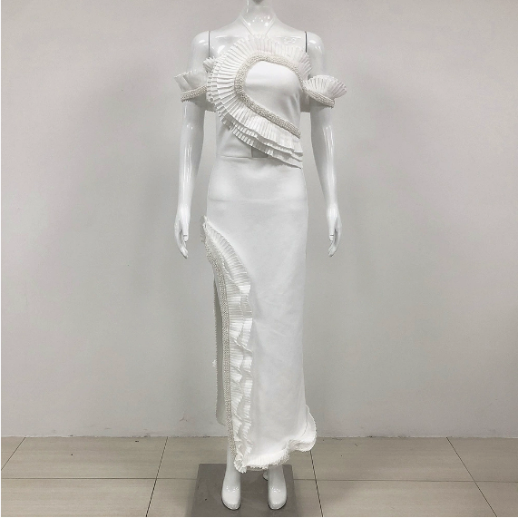 Summer V neck Sling Dress Women Sexy Backless Bandage Lotus Leaf Dress by Ragazza