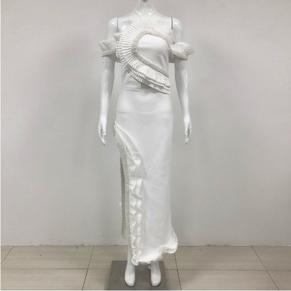 Summer V neck Sling Dress Women Sexy Backless Bandage Lotus Leaf Dress by Ragazza