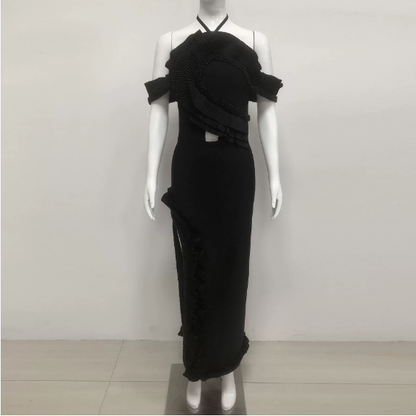 Summer V neck Sling Dress Women Sexy Backless Bandage Lotus Leaf Dress by Ragazza