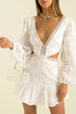 Women Clothing Casual V neck Lace Waist Opening Dress by Ragazza