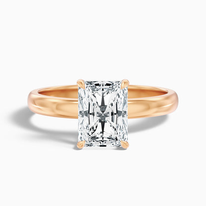 Julie 2 Carat Radiant Cut Hidden Halo Moissanite Engagement Ring in 14k Rose Gold