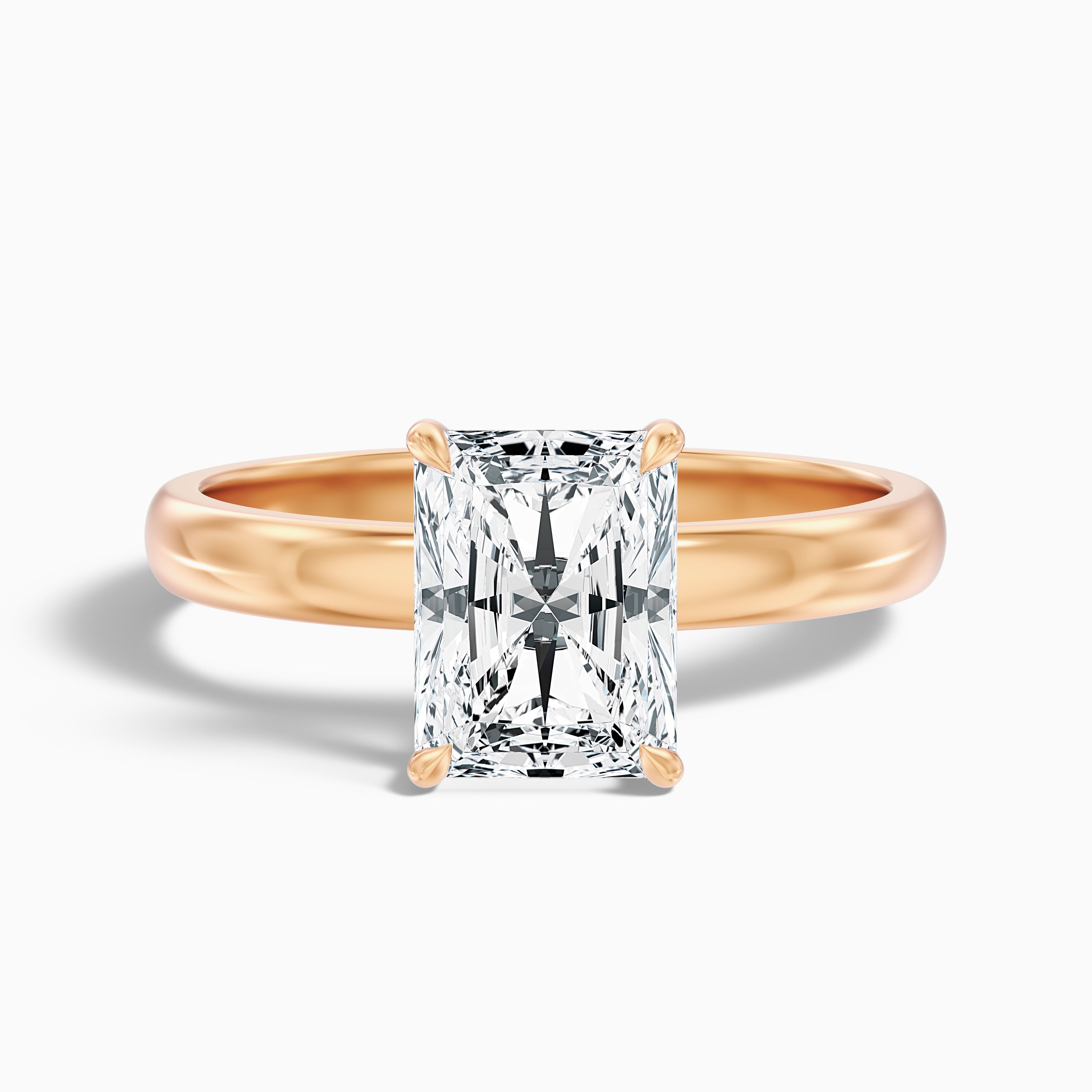 Julie 3.5 Carat Radiant Cut Hidden Halo Moissanite Engagement Ring in 10k Rose Gold