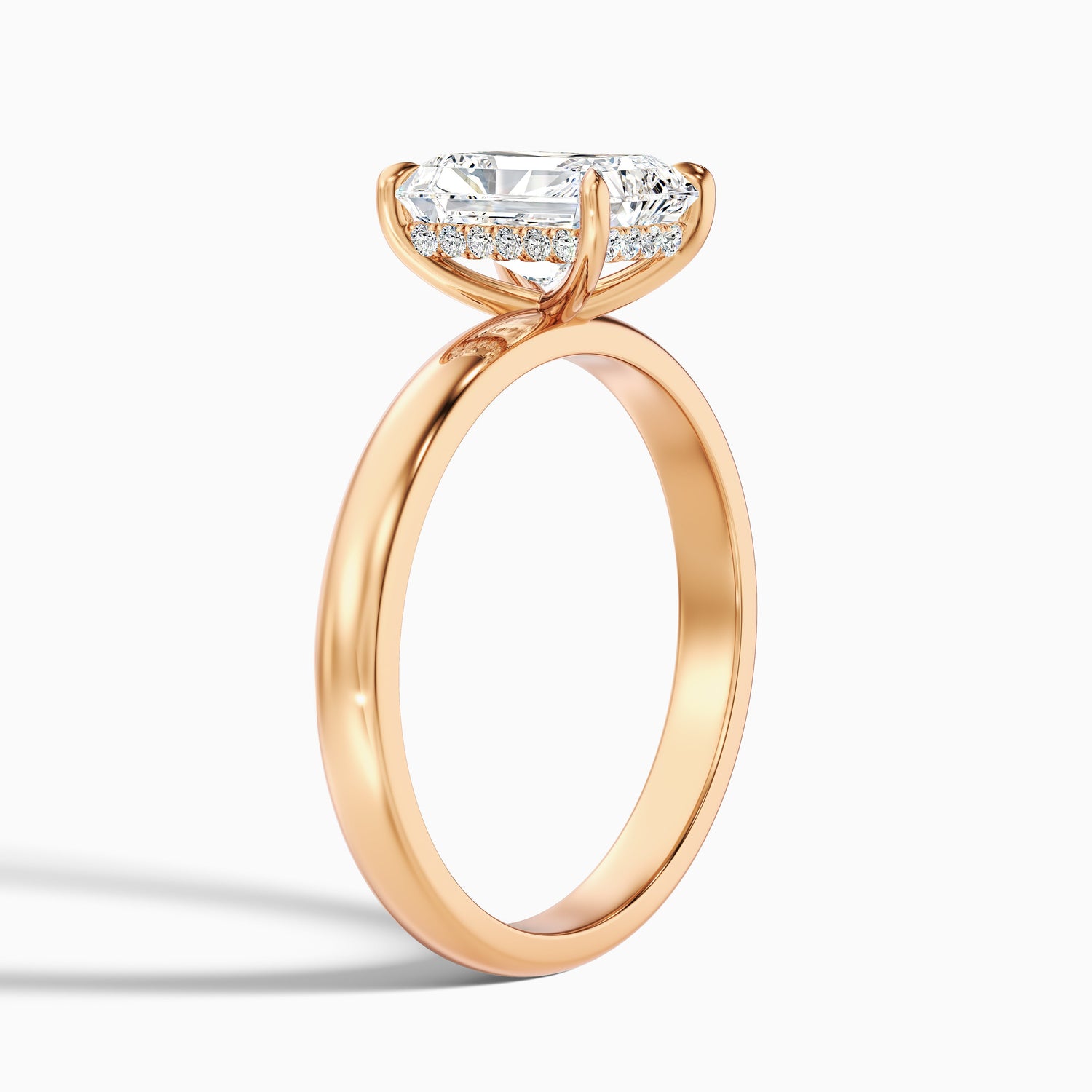 Julie 2.5 Carat Radiant Cut Hidden Halo Moissanite Engagement Ring in 14k Yellow Gold