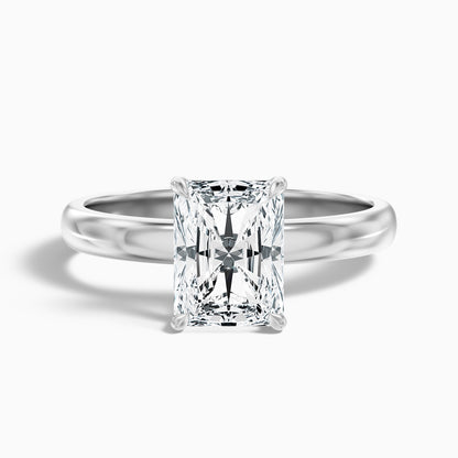 Julie 4.5 Carat Radiant Cut Hidden Halo Moissanite Engagement Ring in 18k White Gold  DestGlow