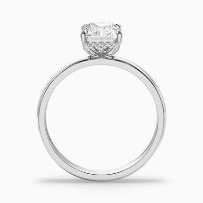 Julie 1 Carat Radiant Cut Hidden Halo Moissanite Engagement Ring in 925 Sterling Silver