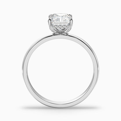 Julie 4 Carat Radiant Cut Hidden Halo Moissanite Engagement Ring in 18k White Gold  DestGlow