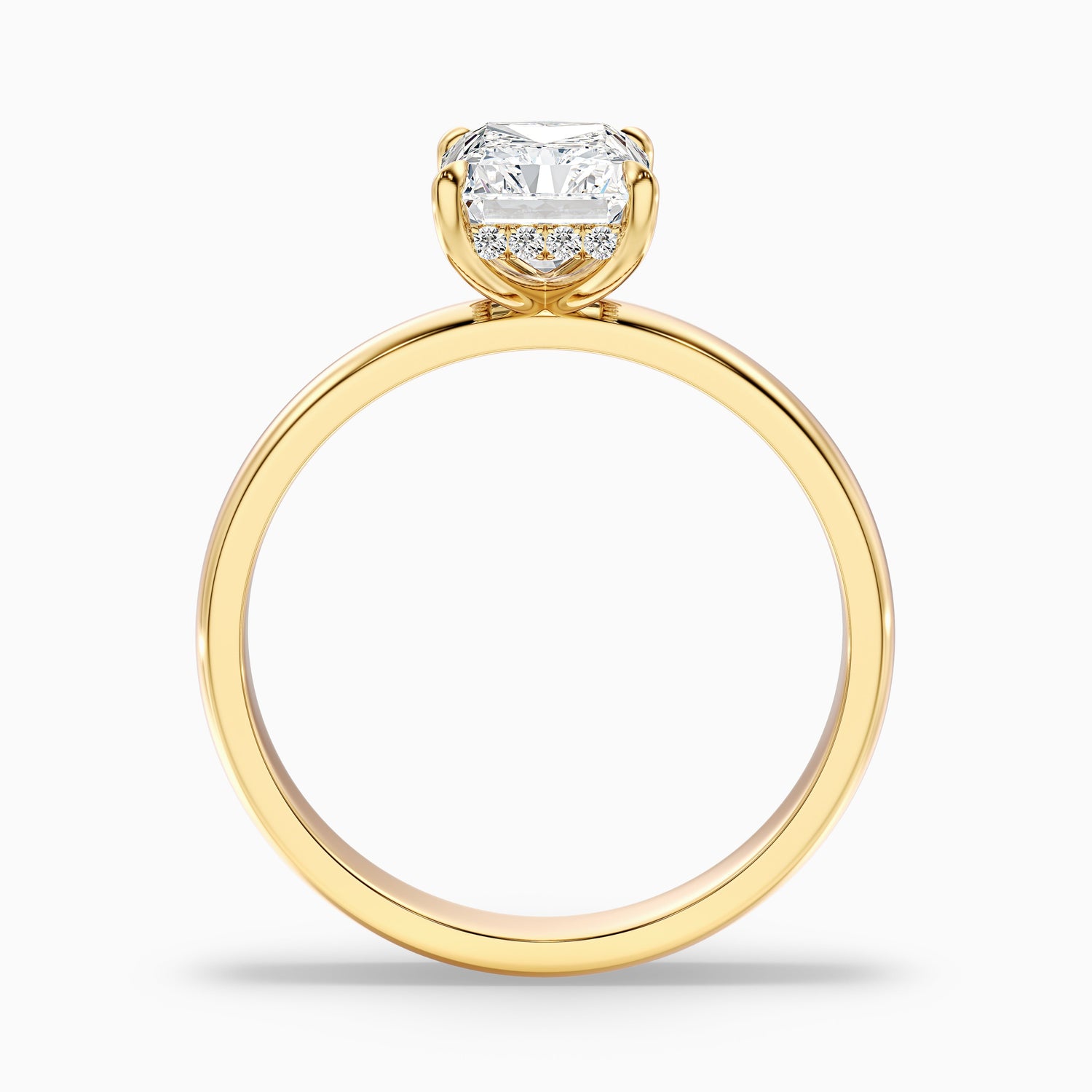 Julie 3 Carat Radiant Cut Hidden Halo Moissanite Engagement Ring in 18k Yellow Gold