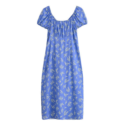Spring Fashionable Slim Fit High End Sense Floral Flounce Waist Tight Dress by Ragazza