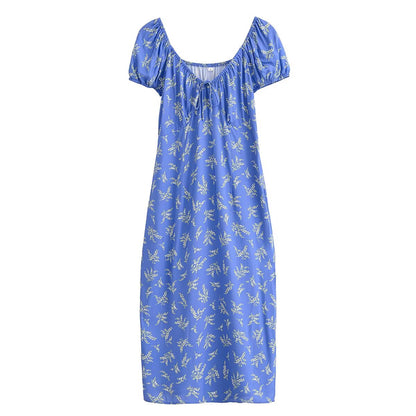 Spring Fashionable Slim Fit High End Sense Floral Flounce Waist Tight Dress by Ragazza