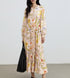 Women Water Printed Bohemian Casual Belt Dress by Ragazza