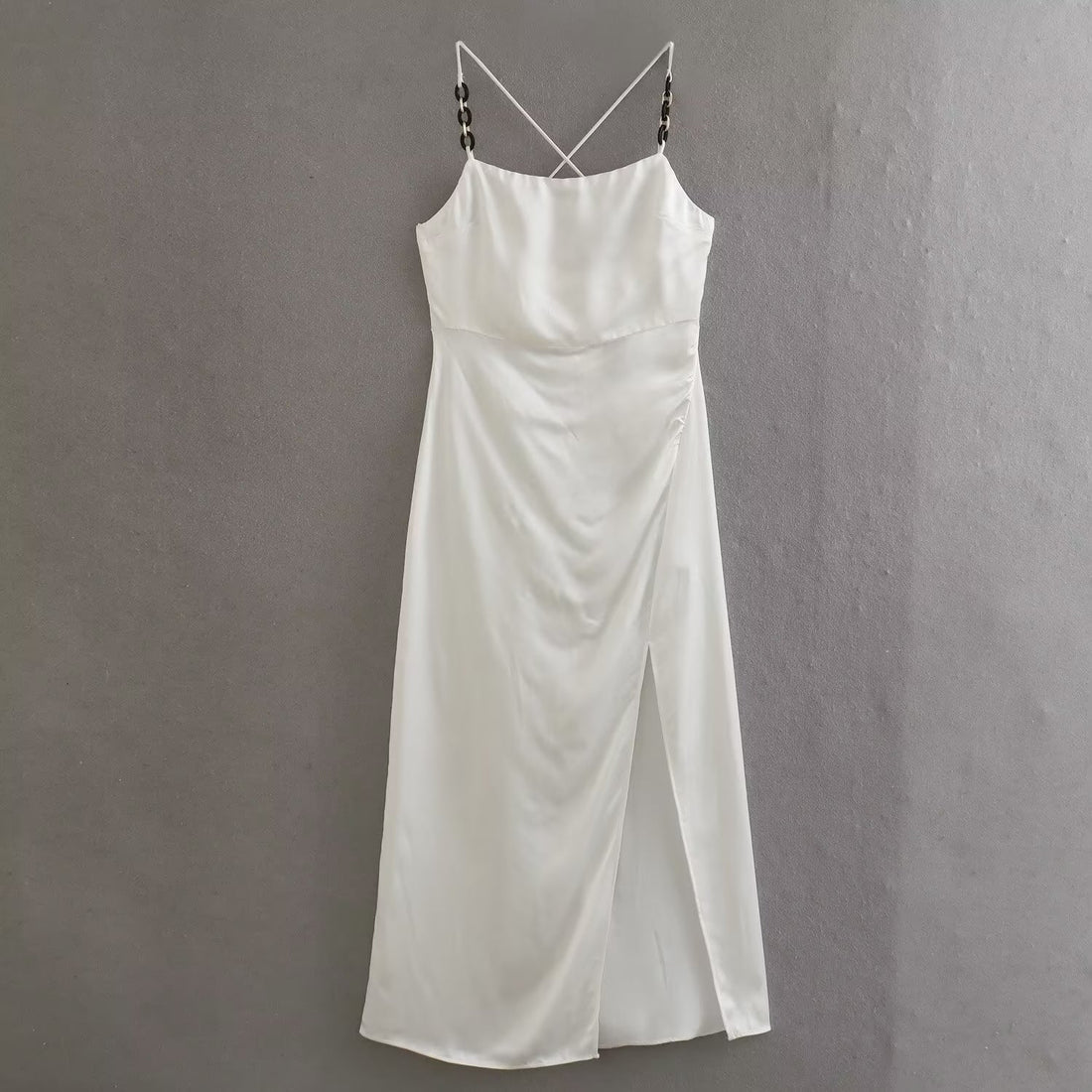 Spring Women Clothing Chain Ornament Silk Satin Texture Sling Dress by Ragazza