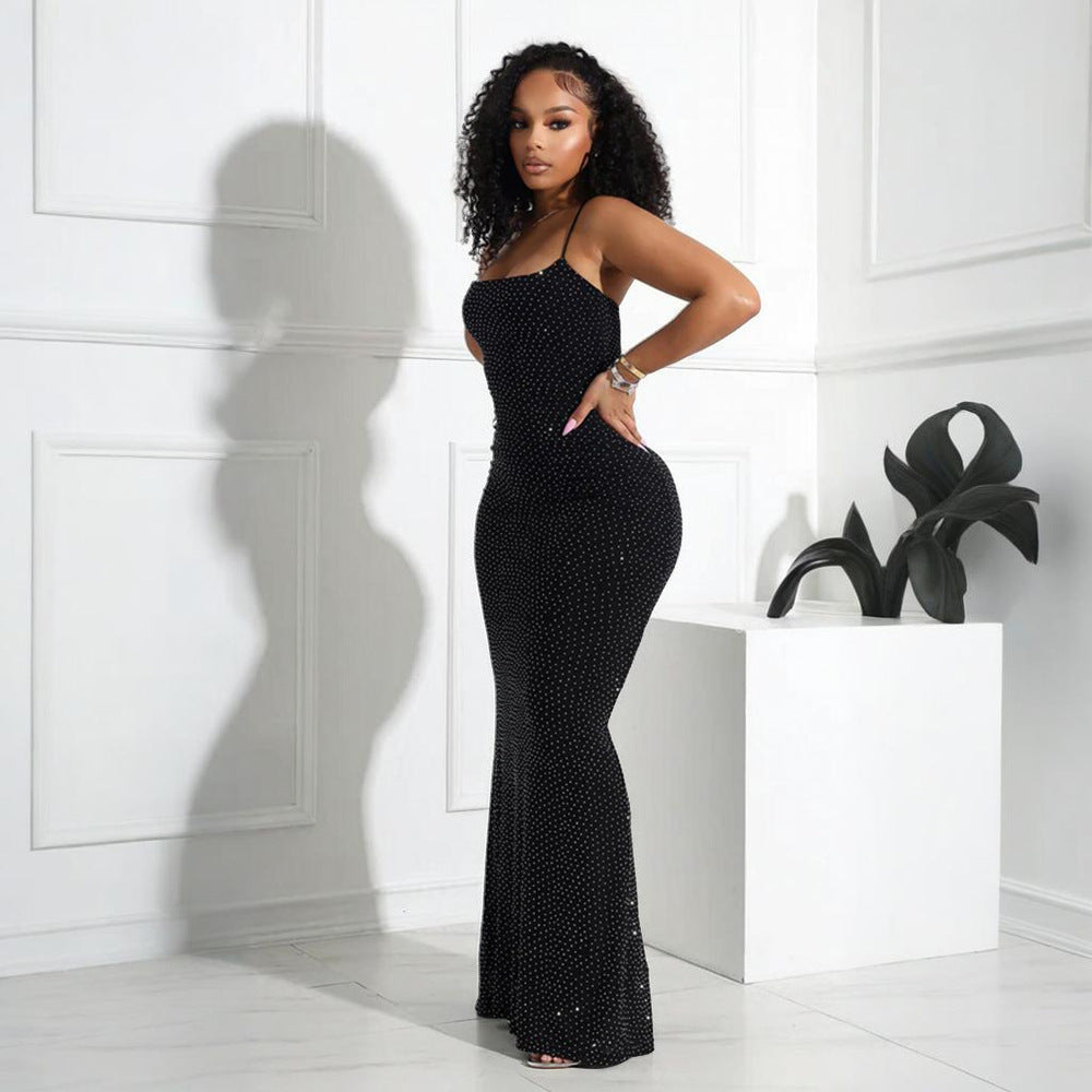Sexy Sling Rhinestone Polyester Net Dress Sheath Dress Women by Ragazza
