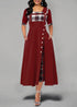 A Large Number Dresses Round Neck Contrast Color Half Sleeve Irregular Asymmetric Maxi Dress by Ragazza