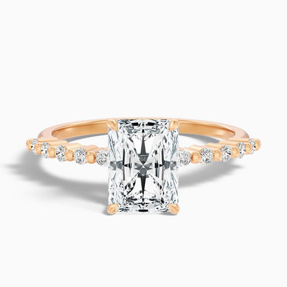 Willy 3 Carat Radiant With Side Stone Hidden Halo Moissanite Diamond Ring in 18k Yellow Gold