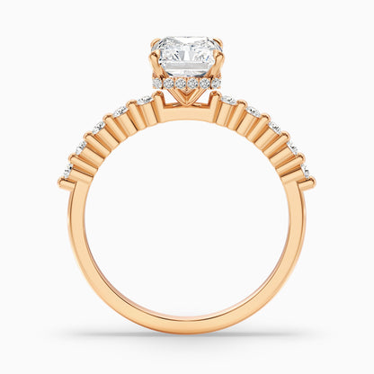 Willy 1.5 Carat Radiant With Side Stone Hidden Halo Moissanite Diamond Ring in 18k Rose Gold