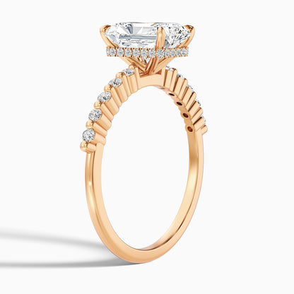 Arlen 5 Carat Radiant With Side Stone Hidden Halo Lab Grown Diamond Ring in 14k Yellow Gold