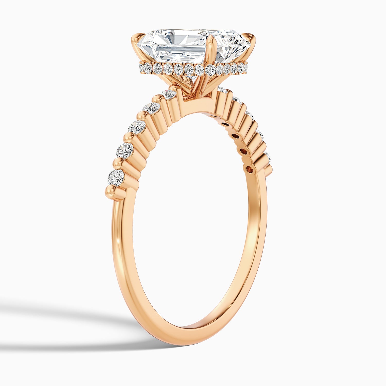 Willy 5.5 Carat Radiant With Side Stone Hidden Halo Moissanite Diamond Ring in Platinum