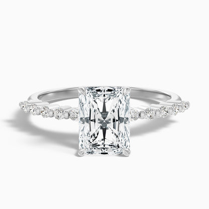 Willy 1 Carat Radiant With Side Stone Hidden Halo Moissanite Diamond Ring in 18k Yellow Gold