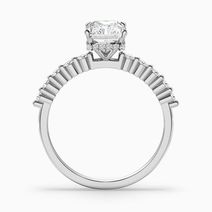 Arlen 4.5 Carat Radiant With Side Stone Hidden Halo Lab Grown Diamond Ring in 18k Yellow Gold