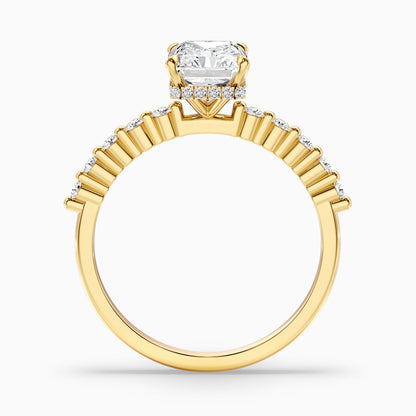 Arlen 4 Carat Radiant With Side Stone Hidden Halo Lab Grown Diamond Ring in 18k White Gold