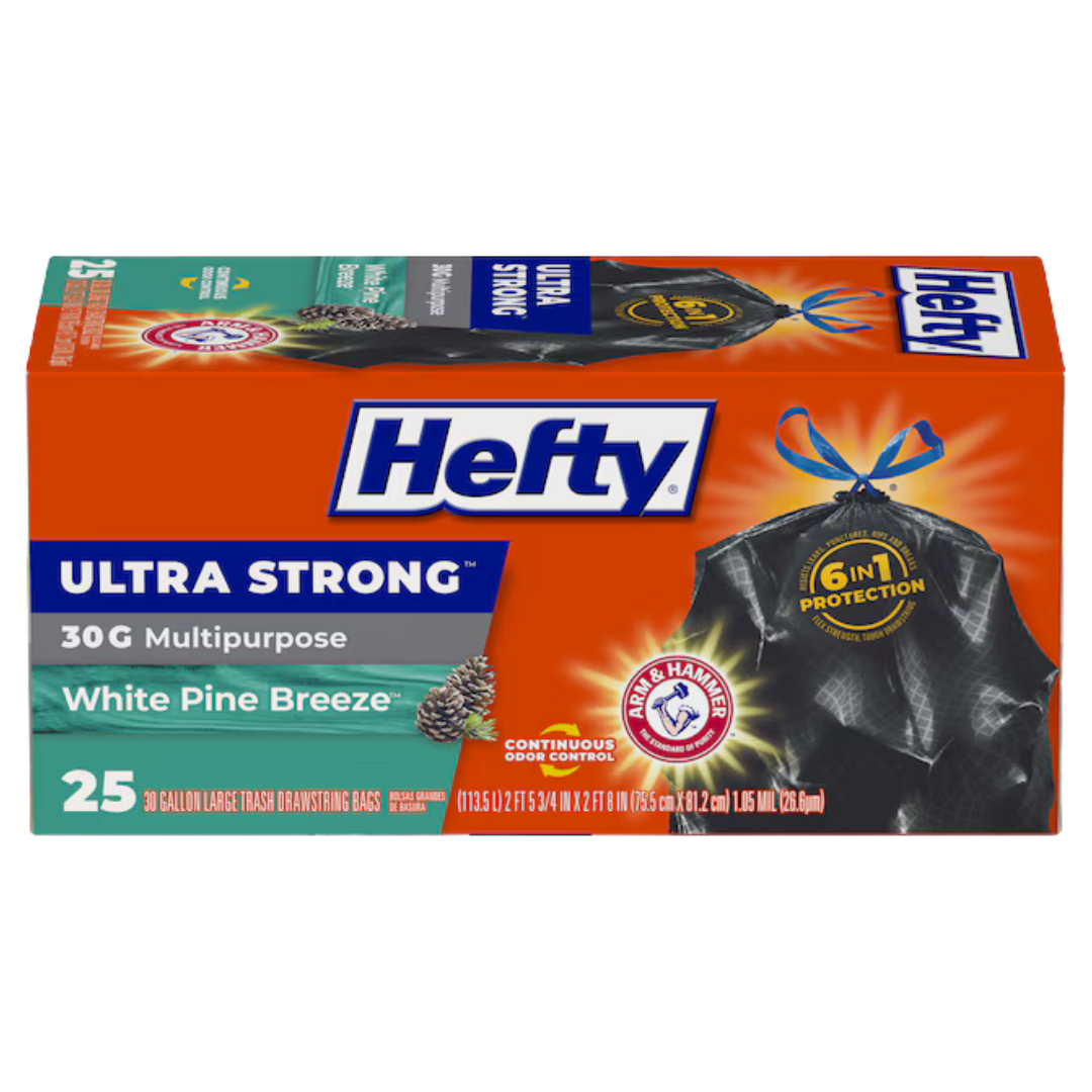 Hefty Ultra Strong White Pine Breeze Trash Bags 30 Gallon (35ct) by Farmacias Savia