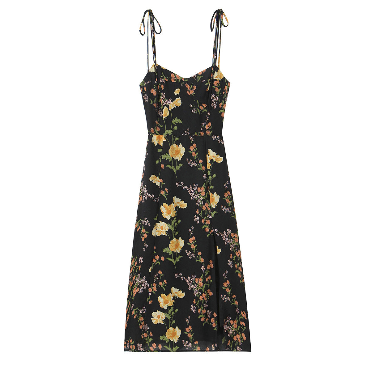Sexy High Waist Split Floral Slip Dress Summer Tight Waist Slim Mid Length Holiday Dress by Ragazza