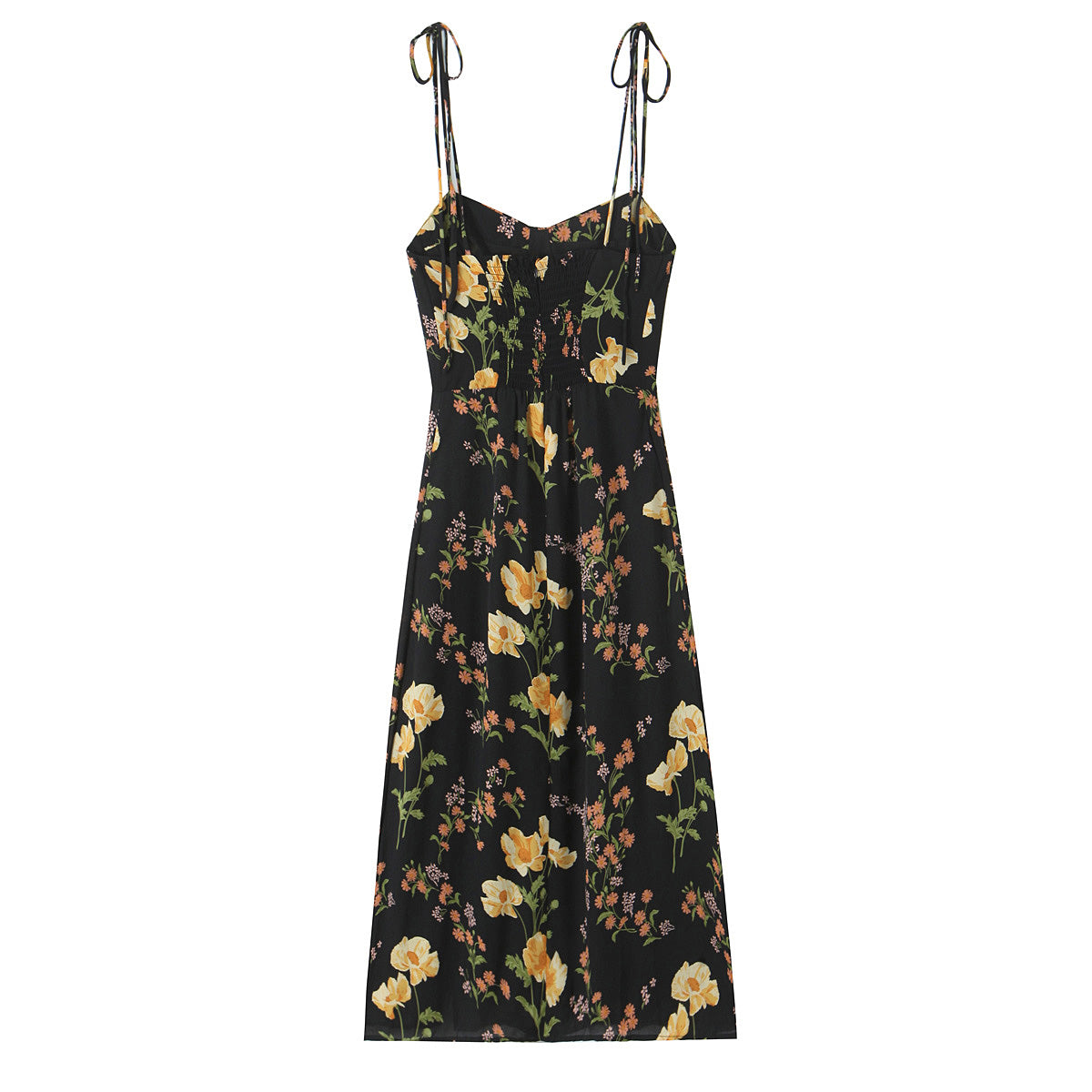 Sexy High Waist Split Floral Slip Dress Summer Tight Waist Slim Mid Length Holiday Dress by Ragazza