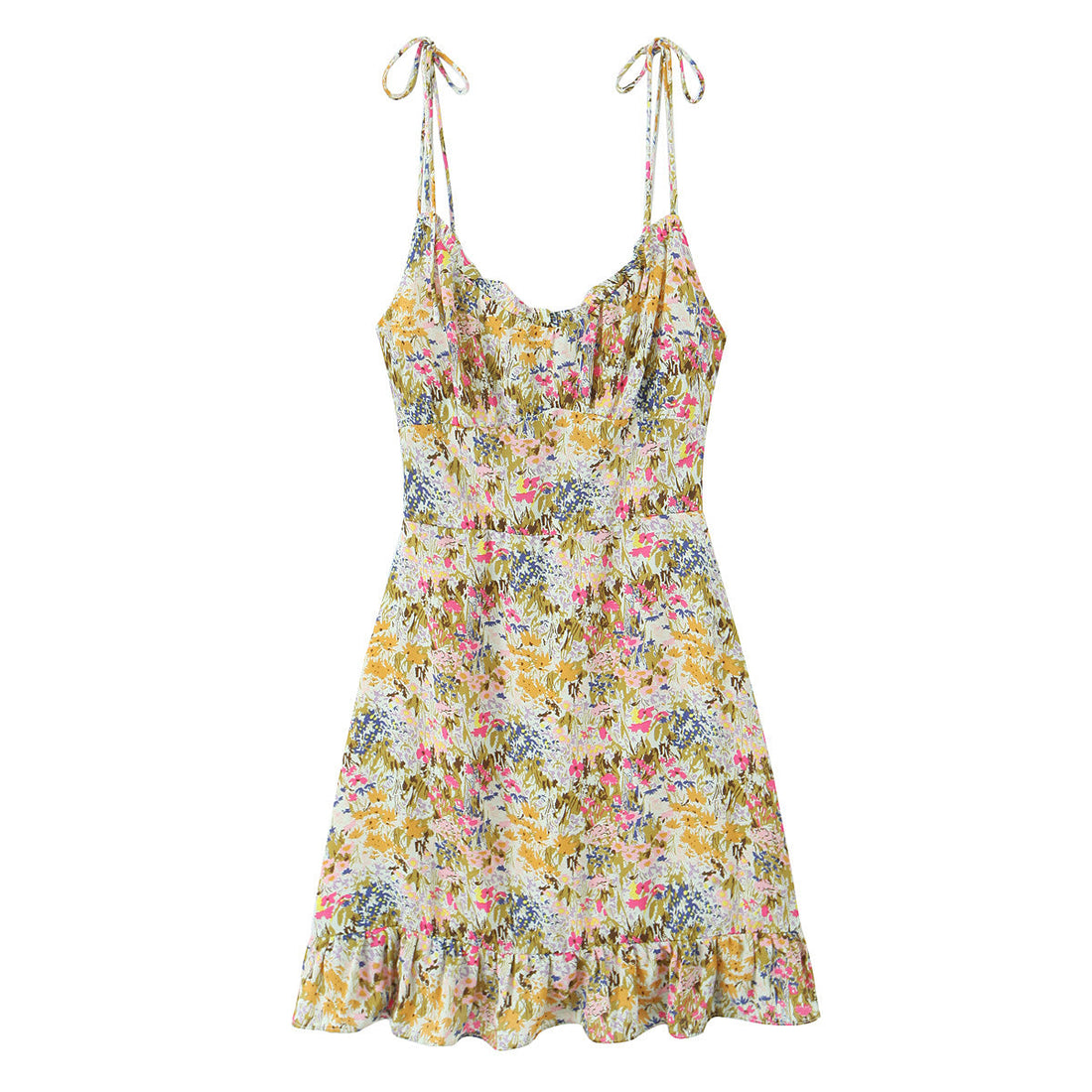 Women Sexy Backless Hip Women Floral Tie Neck Dress  DestGlow