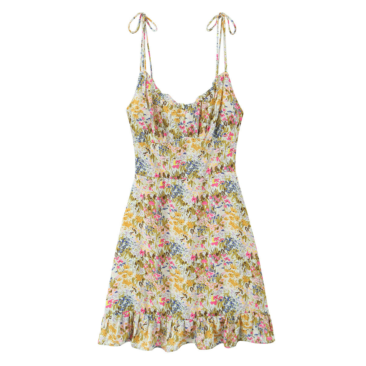Women Sexy Backless Hip Women Floral Tie Neck Dress  DestGlow