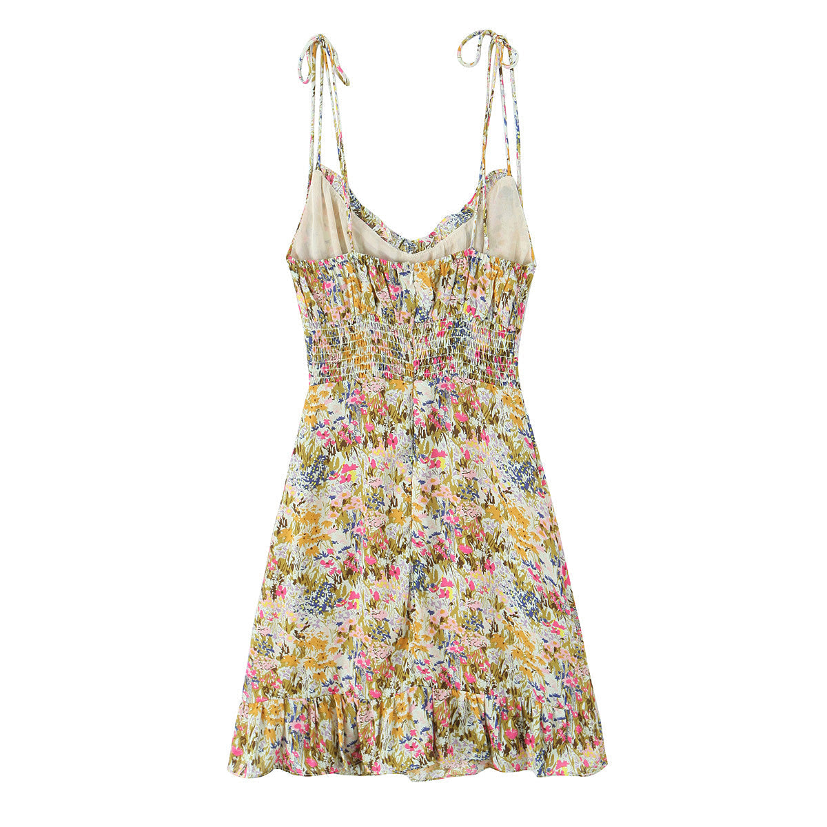 Women Sexy Backless Hip Women Floral Tie Neck Dress  DestGlow