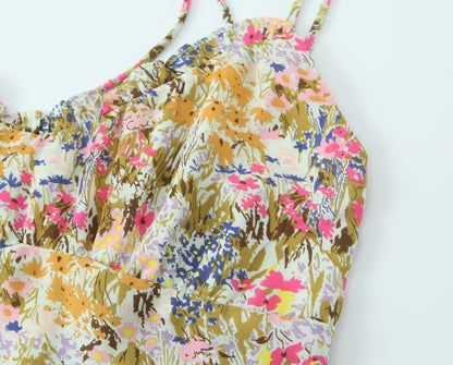 Women Sexy Backless Hip Women Floral Tie Neck Dress  DestGlow