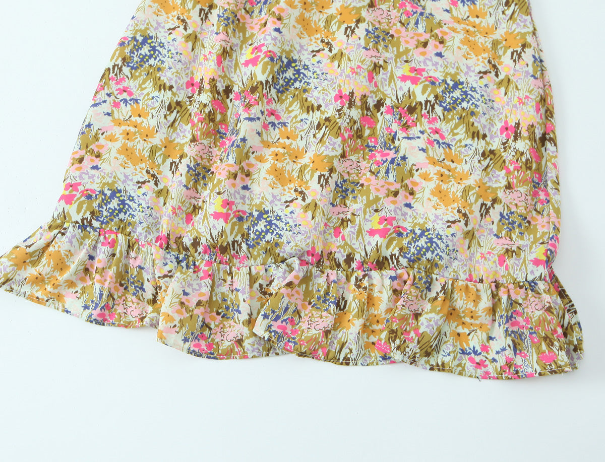 Women Sexy Backless Hip Women Floral Tie Neck Dress  DestGlow